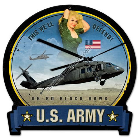 "US Army Blackhawk" Vintage Metal Sign